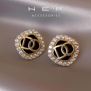 Khuyên tai nữ chuôi bạc 925 Her Accessories bông tai đính đá phụ kiện trang sức nữ thanh lịch, sang trọng - BT151