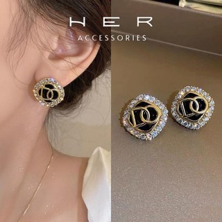 Khuyên tai nữ chuôi bạc 925 Her Accessories bông tai đính đá phụ kiện trang sức nữ thanh lịch, sang trọng - BT151
