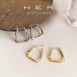 Bông tai nữ hàng thiết kế chuôi bạc 925 Her Accessories hình học phụ kiện nữ thanh lịch - BT146