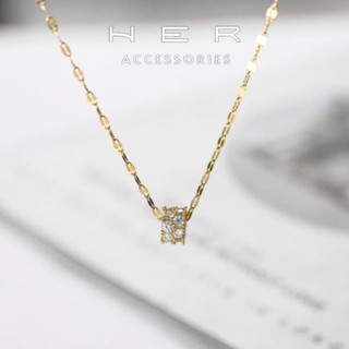 (Không hoen gỉ) Dây chuyền titan cao cấp charm trụ hottrend Her Accessories trang sức nữ màu vàng sang trọng - VC139