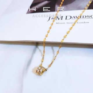 (Không hoen gỉ) Dây chuyền titan cao cấp charm trụ hottrend Her Accessories trang sức nữ màu vàng sang trọng - VC139