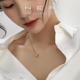 (Không hoen gỉ) Dây chuyền titan cao cấp charm trụ hottrend Her Accessories trang sức nữ màu vàng sang trọng - VC139