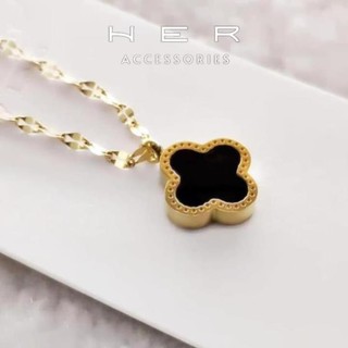 Dây chuyền titan cao cấp cỏ 4 lá 2 mặt Her Accessories vòng cổ không gỉ phụ kiện nữ sang trọng - VC141