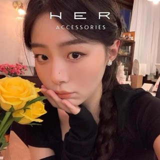 Khuyên tai nữ chuôi bạc 925 Her Accessories hoa trà khảm xà cừ phụ kiện trang sức nữ thanh lịch, sang chảnh - BT132