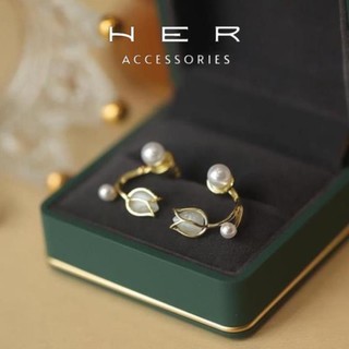 Khuyên tai nữ chuôi bạc 925 Her Accessories hoa tuylip phụ kiện nữ thanh lịch, tinh tế - BT130