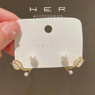 Khuyên tai nữ chuôi bạc 925 Her Accessories hoa tuylip phụ kiện nữ thanh lịch, tinh tế - BT130