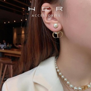 Bông tai nữ chuôi bạc 925 Her Accessories hạt châu thương hiệu Đì O phụ kiện nữ sang chảnh - BT128