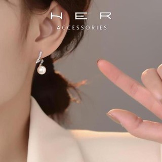 Khuyên tai nữ chuôi bạc s925 Her Accessories thả ngọc trai nhân tạo  phụ kiện nữ thanh lịch - BT127