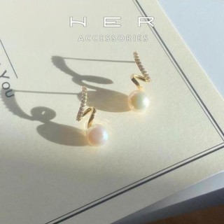 Khuyên tai nữ chuôi bạc s925 Her Accessories thả ngọc trai nhân tạo  phụ kiện nữ thanh lịch - BT127
