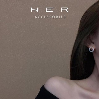 Bông tai nữ hình tròn đính nơ Her Accessories  phong cách Hàn Quốc phụ kiện thời trang nữ nhẹ nhàng thanh lịch - BT120