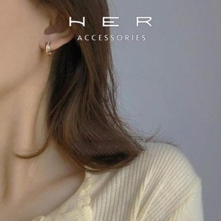Khuyên tai nữ chuôi bạc 925 kiểu dáng hình tròn mạ vàng 18K Her Accessories phụ kiện nữ nhẹ nhàng - BT110