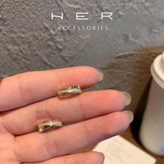 Khuyên tai nữ chuôi bạc 925 kiểu dáng hình tròn mạ vàng 18K Her Accessories phụ kiện nữ nhẹ nhàng - BT110