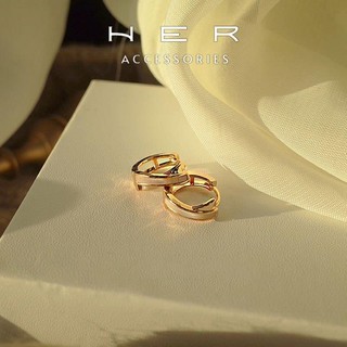Khuyên tai nữ chuôi bạc 925 kiểu dáng hình tròn mạ vàng 18K Her Accessories phụ kiện nữ nhẹ nhàng - BT110
