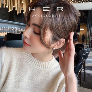 Khuyên tai nữ kiểu dáng chữ C đính đá zircon phối ngọc trai nhân tạo Her Accessories phụ kiện đẹp - BT108