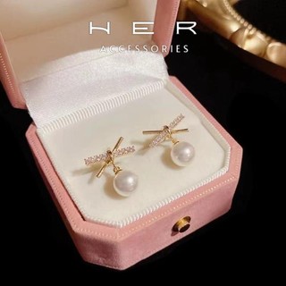 Bông tai nữ mạ vàng 18K ngọc trai nhân tạo đính đá đính ngọc Her Accessories phụ kiện tiểu thư - BT77