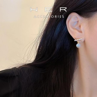 Bông tai nữ mạ vàng 18K ngọc trai nhân tạo đính đá đính ngọc Her Accessories phụ kiện tiểu thư - BT77