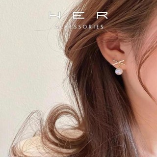 Bông tai nữ mạ vàng 18K ngọc trai nhân tạo đính đá đính ngọc Her Accessories phụ kiện tiểu thư - BT77