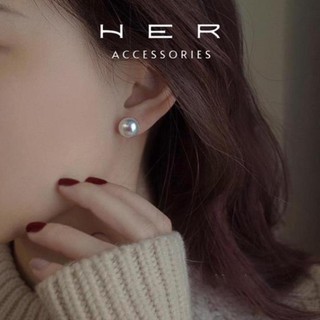Bông tai nữ chuôi bạc 925 kiểu dáng đính ngọc trai nhân tạo Her Accessories phụ kiện nữ tính - BT103