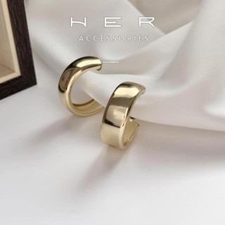 Khuyên tai nữ tròn thiết kế mới chuôi bạc 925 Her Accessories dáng tròn basic hình học phụ kiện nữ xinh BT193