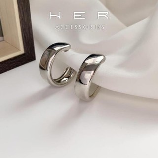 Khuyên tai nữ tròn thiết kế mới chuôi bạc 925 Her Accessories dáng tròn basic hình học phụ kiện nữ xinh BT193