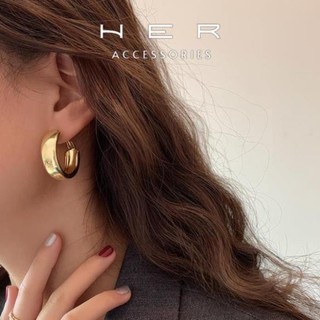 Khuyên tai nữ tròn thiết kế mới chuôi bạc 925 Her Accessories dáng tròn basic hình học phụ kiện nữ xinh BT193