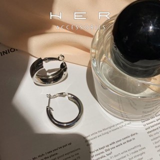 Khuyên tai nữ tròn thiết kế mới chuôi bạc 925 Her Accessories dáng tròn basic hình học phụ kiện nữ xinh BT193