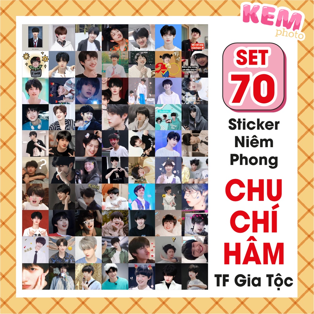 SET 70 sticker niêm phong CHU CHÍ HÂM - Đã cắt rời - Tem dán 4x4cm in ...