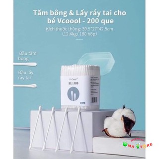 TĂM BÔNG VCOOL LÕI GIẤY HỘP 200 CHIẾC
