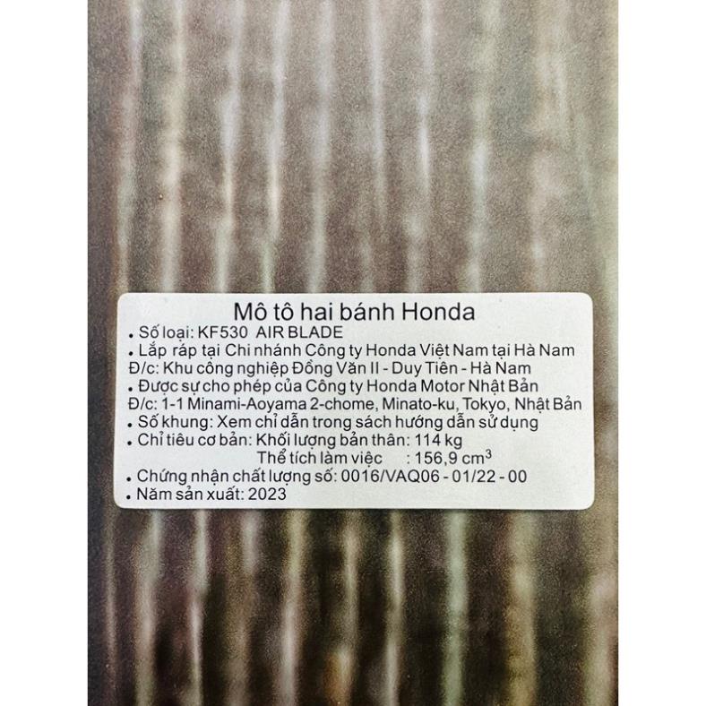 Tem thông số AirBlade 125-150i-160i năm 2020-2024 (2,30) Hàng Zin chuẩn hãng
