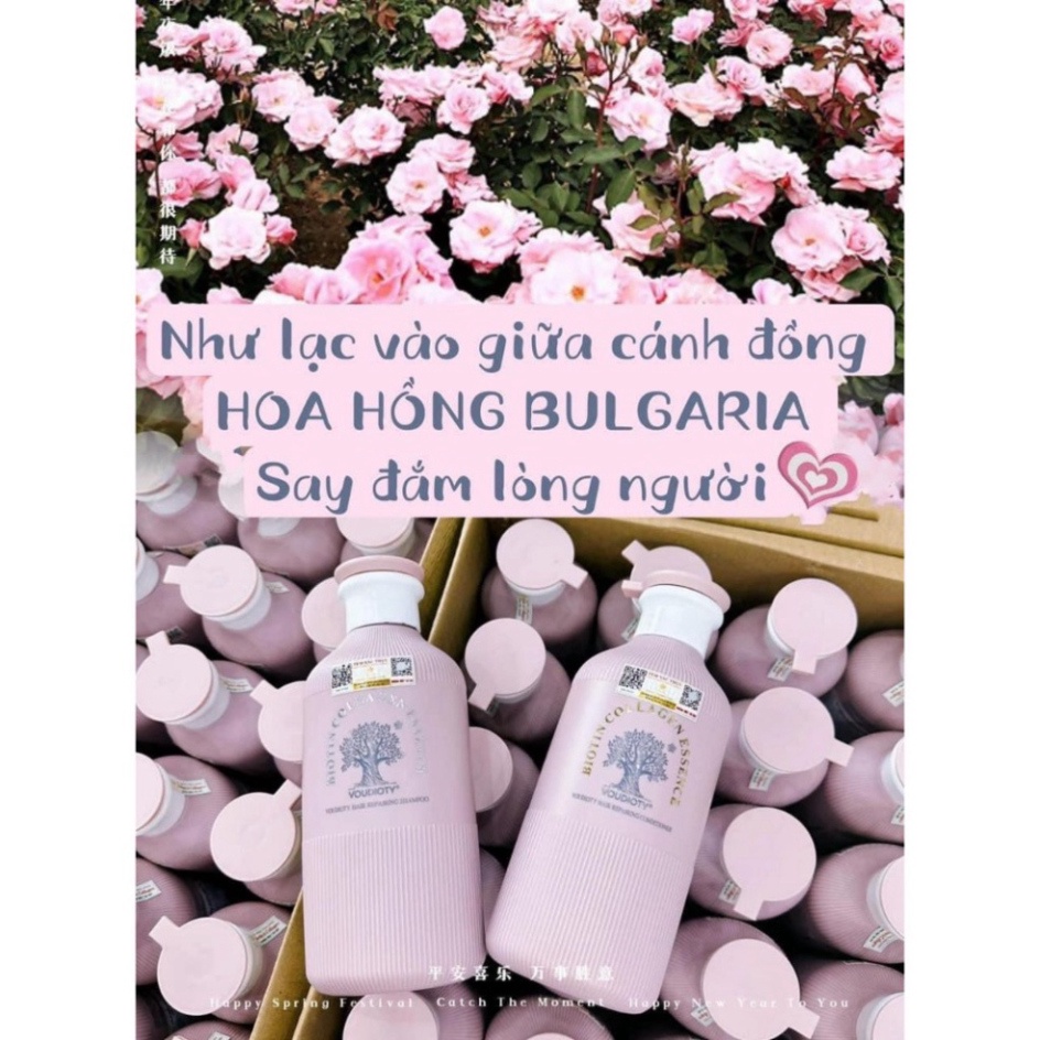 Dầu Gội xả Biotin & Collagen Essence Pink sạch gàu, kích thích mọc tóc, tóc óng mượt- Cặp gội xả Anh Quốc hồng 500ml
