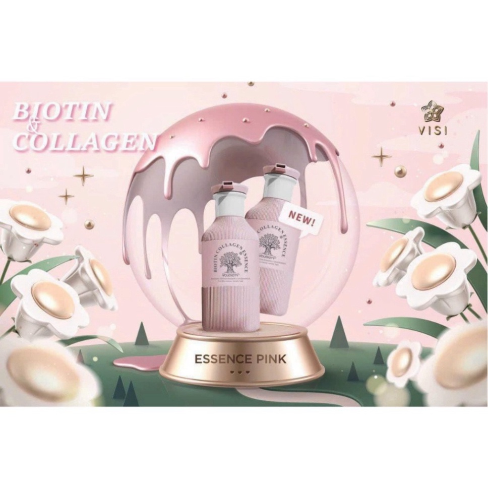 Dầu Gội xả Biotin & Collagen Essence Pink sạch gàu, kích thích mọc tóc, tóc óng mượt- Cặp gội xả Anh Quốc hồng 500ml