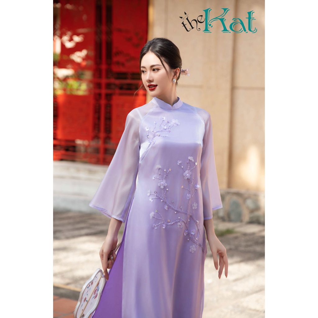 Áo dài Organza The Kat House (không kèm quần), Vải organza cao cấp, tay lửng, dáng suông thanh lịch, quý phái