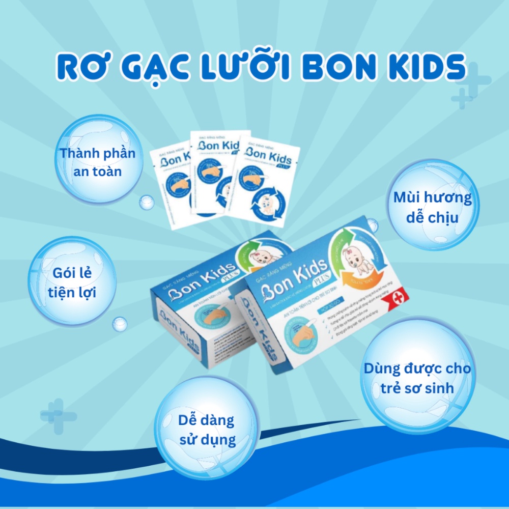 [Mua 5 Tặng 1] Gạc rơ lưỡi cho bé, trẻ em sơ sinh Biophar Bon Kids vệ sinh nướu, lưỡi, răng khoang miệng an toàn
