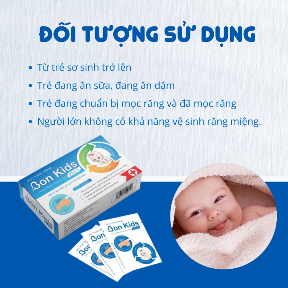[Mua 5 Tặng 1] Gạc rơ lưỡi cho bé, trẻ em sơ sinh Biophar Bon Kids vệ sinh nướu, lưỡi, răng khoang miệng an toàn