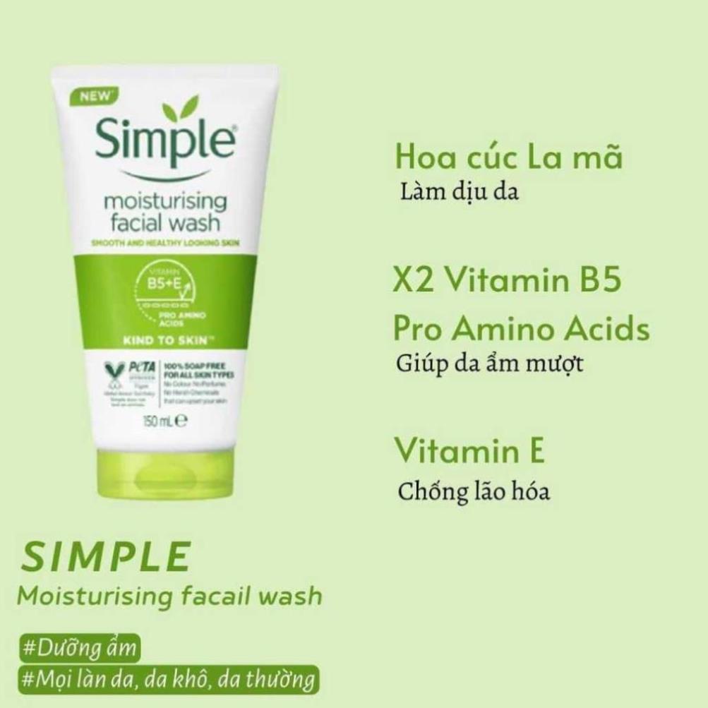 Sữa Rửa Mặt Simple  - Mẫu Mới Dịu nhẹ Sạch Sâu, Lành Tính, Cân Bằng pH - HANA