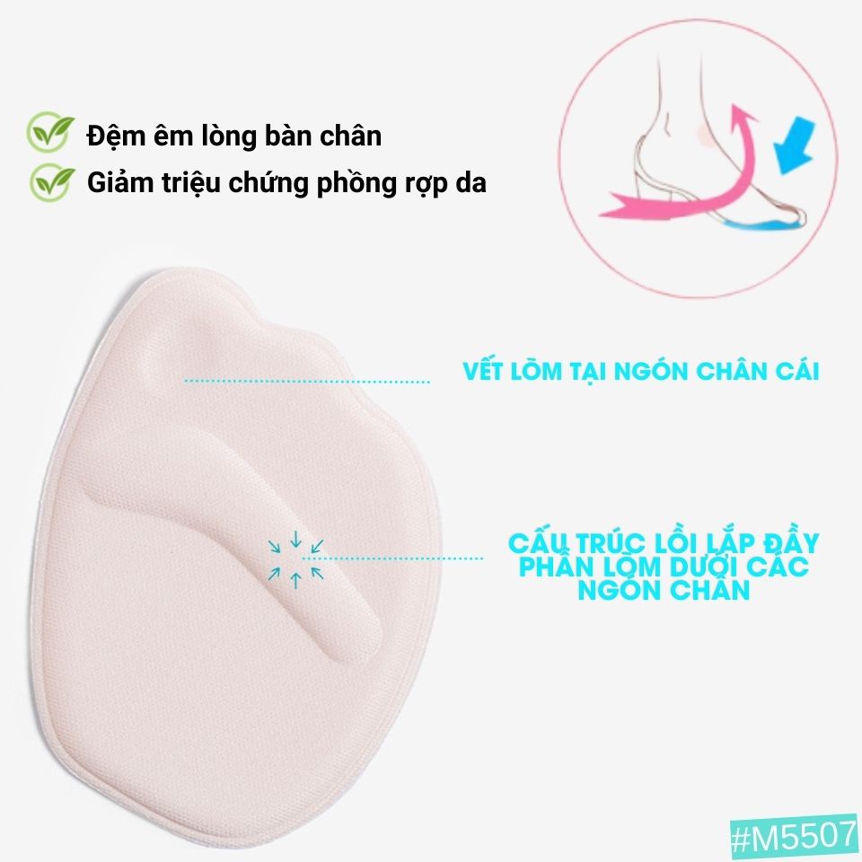 Ảnh Miếng Lót Mũi Giày 4D MINSU M5507 Đệm êm, chống trượt - đau nửa bàn chân trước, giảm size ày bị Rộng thấm hút mồ hôi 3