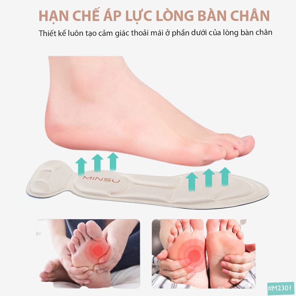 Ảnh Lót Giày Nữ 7D MINSU M2301 Bảo Vệ  Êm Chân, Chống Trầy Thốn Gót, Chống Rộng, Rớt Gót Cho Giày Cao Gót, Búp Bê 4