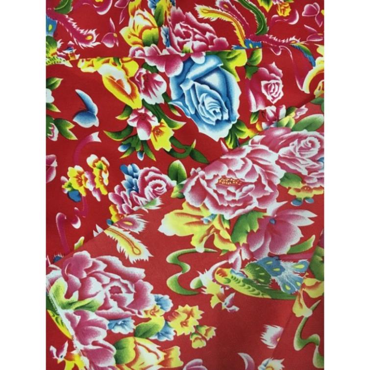 Vải chăn con công đơn trang trí, vintage, decor tết, trải bàn vải liền khổ 1,6m.......