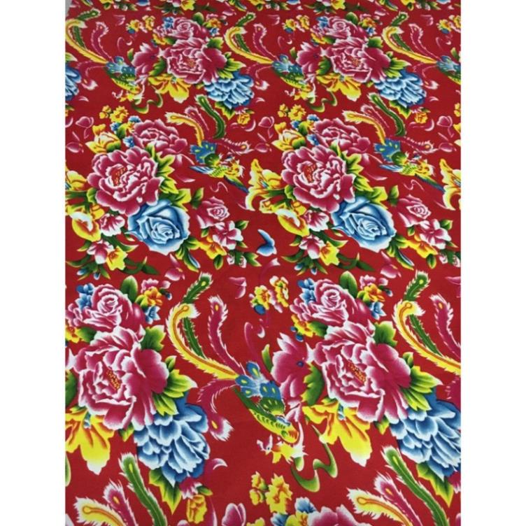Vải chăn con công đơn trang trí, vintage, decor tết, trải bàn vải liền khổ 1,6m.......
