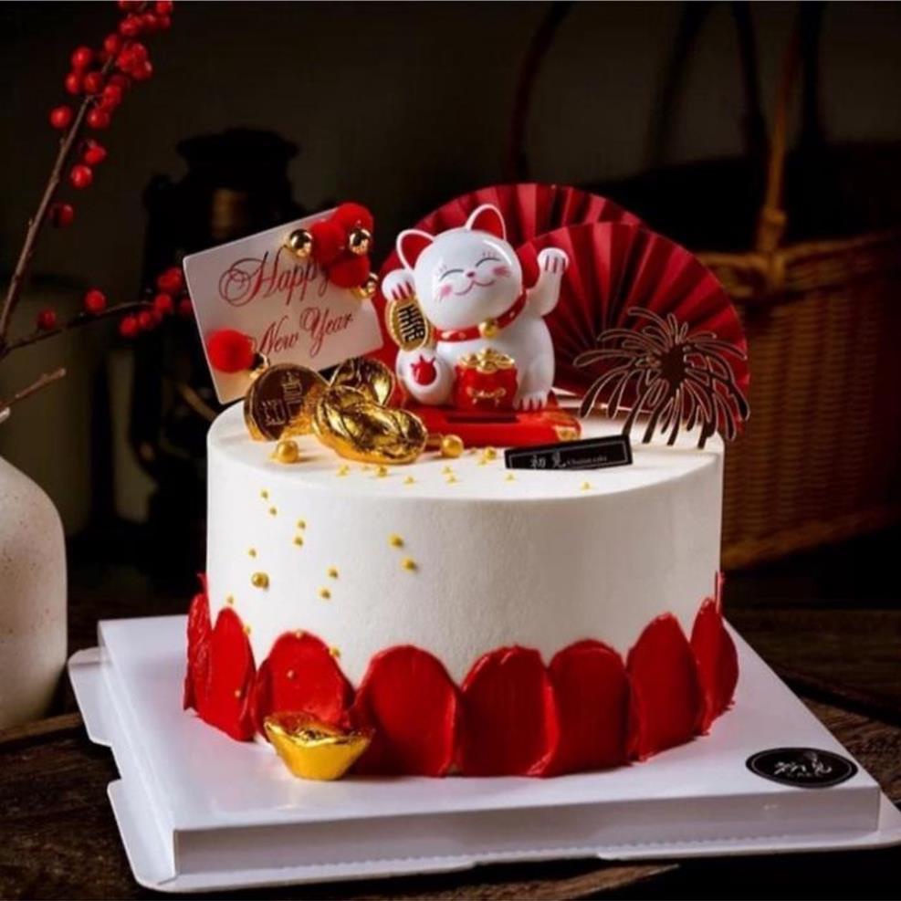 Mèo Thần Tài Vẫy Tay Trang Trí Bánh Kem, tháp oản, tháp bia..