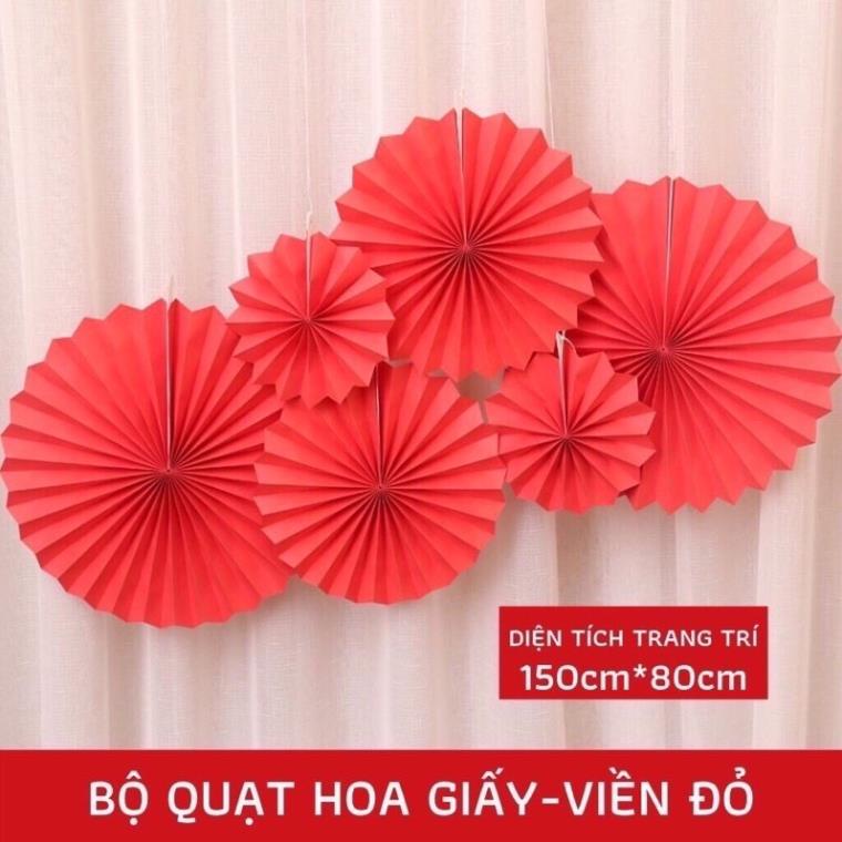 Quạt giấy bộ 6 chiếc, trang trí sự kiện, nhà cửa, lễ hội, tết , (kích thước 20-25-30).....