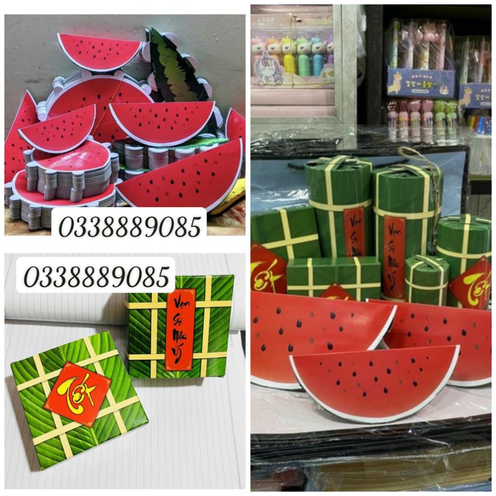 Sỉ mô hình bánh Chưng ,bánh Tét , Dưa Hấu bằng hộp Giấy gấp-trang trí Tết