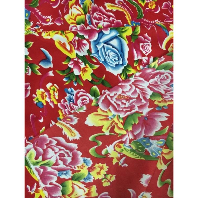 Vải chăn con công đơn trang trí, vintage, decor tết, trải bàn vải liền khổ 1,6m.......
