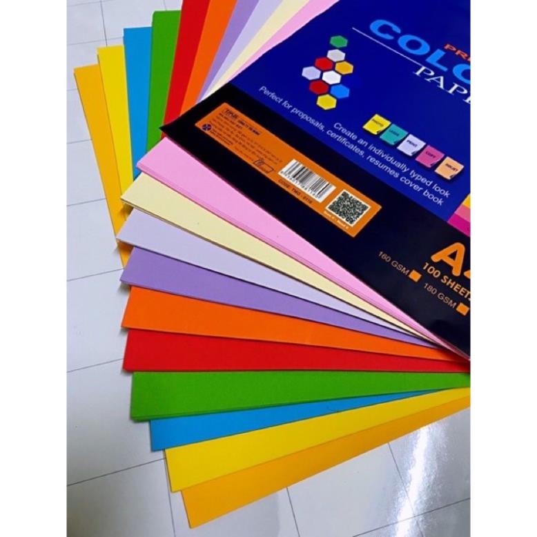 5 tờ bìa cứng - giấy gấp quạt, làm đồ hanmade khổ A3, A4 - nhiều màu