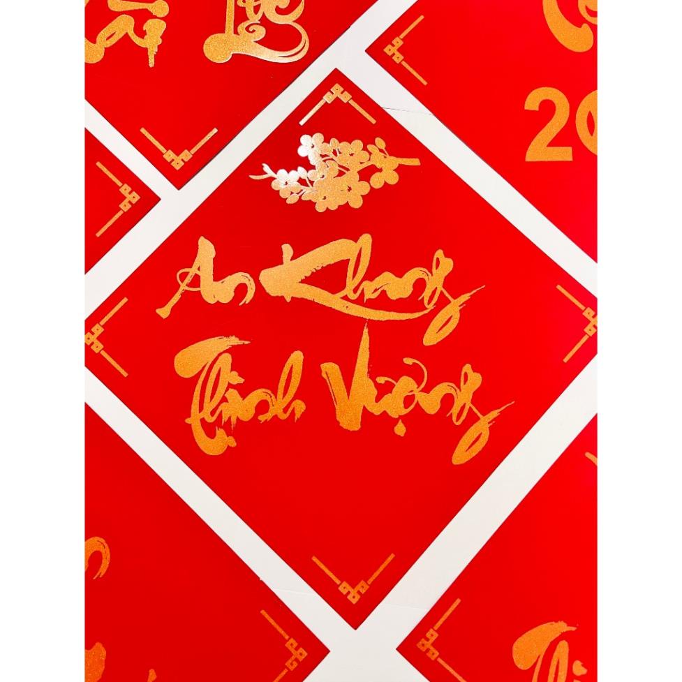 Chữ thư pháp, chữ vàng nền đỏ "An khang thịnh vượng, Vạn sự như ý" trang trí Tết, derco cực sang chảnh