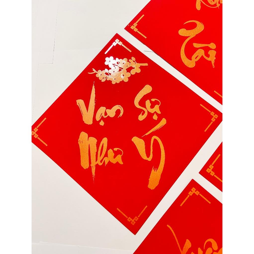 Chữ thư pháp, chữ vàng nền đỏ "An khang thịnh vượng, Vạn sự như ý" trang trí Tết, derco cực sang chảnh