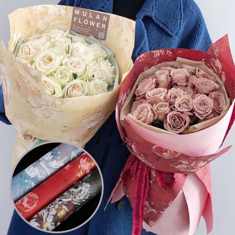 Sỉ tập 15 tờ giấy gập quạt, giấy gói hoa GẤM HOA cao cấp,gói hoa, trang trí, gói quà đẹp