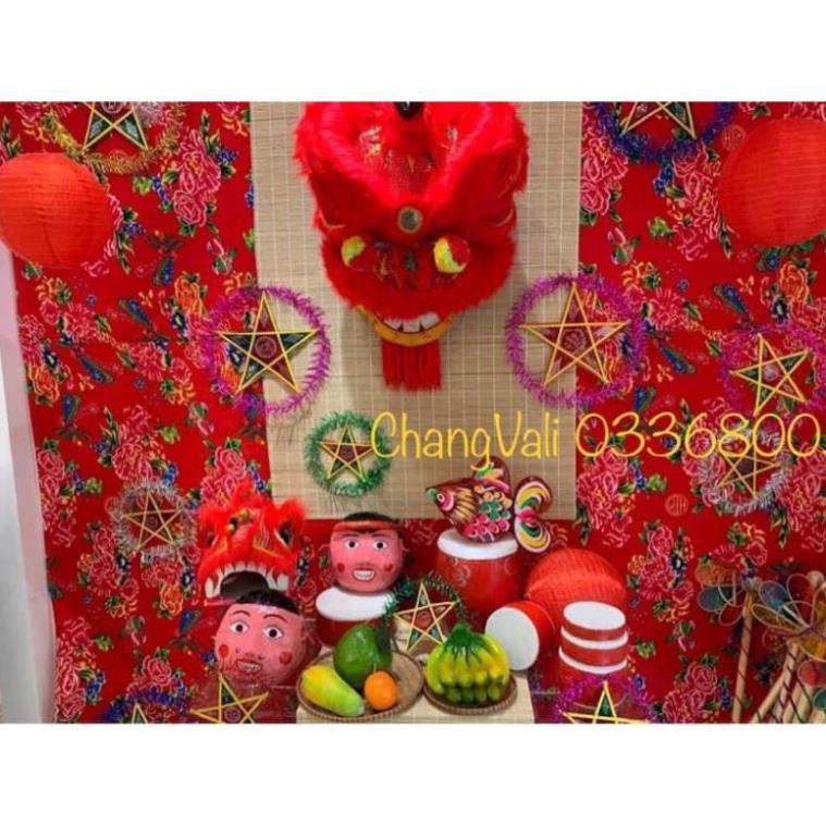 . Đầu Lân sư tử Vân gấm cao cấp,nghệ nhân bồi tay thủ công,có đen leb,trang trí Trung Thu