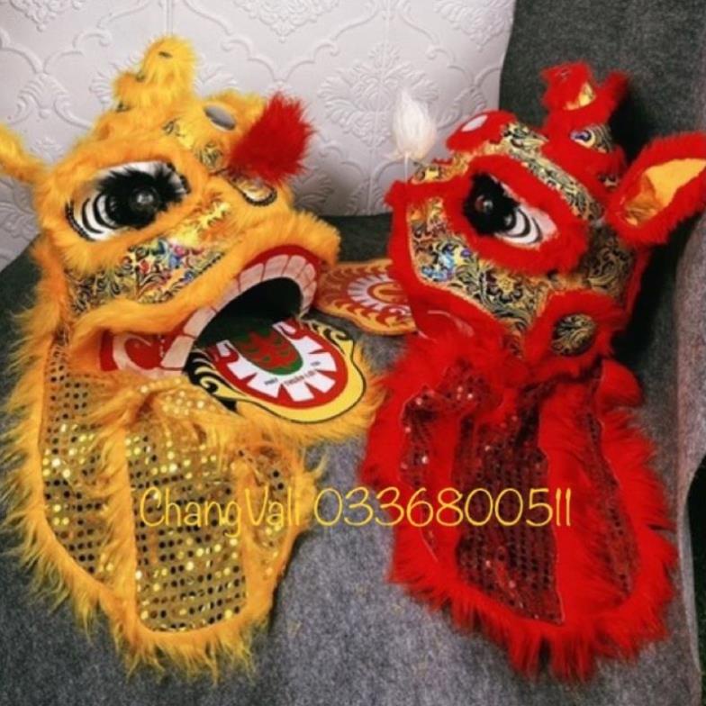 . Đầu Lân sư tử Vân gấm cao cấp,nghệ nhân bồi tay thủ công,có đen leb,trang trí Trung Thu