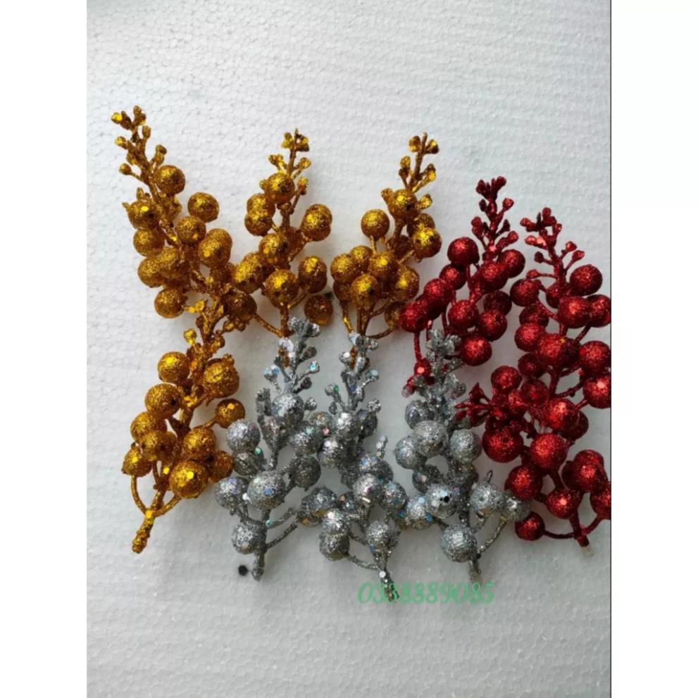 Sỉ kiện 100 cành quả sung nhũ kim tuyến trang trí noel,oản tài lộc, làm tháp bánh,lẵng hoa quả